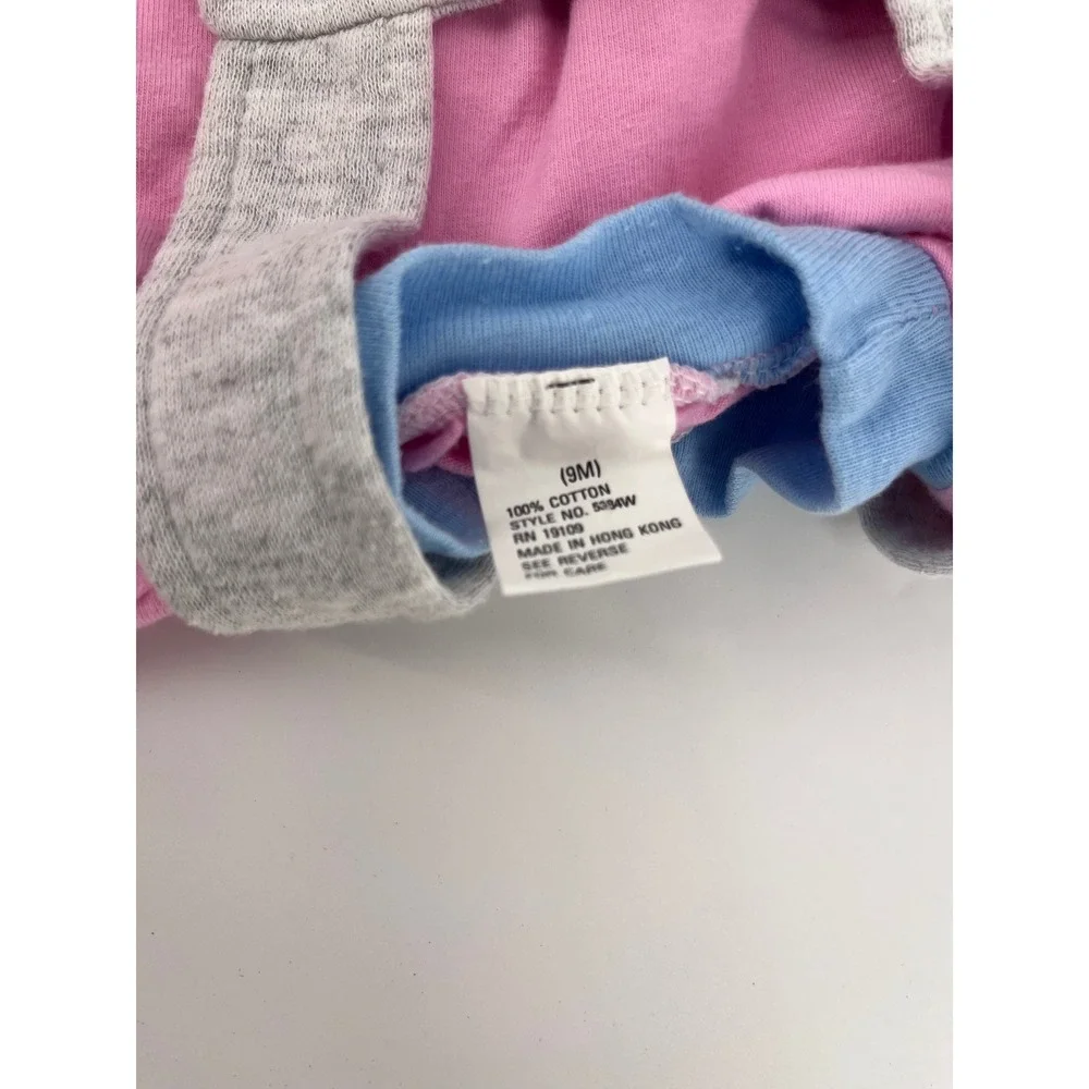 Vintage 90's Colorblock 2 Piece Overalls and Shirt Set Gray Pink 9M  Retro